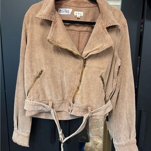 POL Women's Corduroy Utility Jacket in Tan